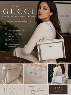 Gucci Clear PVC and White Leather Shoulder Bag